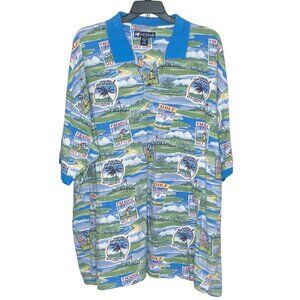 Vintage 00s Y2K Big Dogs Polo Shirt‎ Men's Big 4X Golf All Over Print Cotton